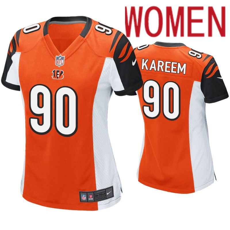 Women Cincinnati Bengals #90 Khalid Kareem Nike Orange Game NFL Jersey